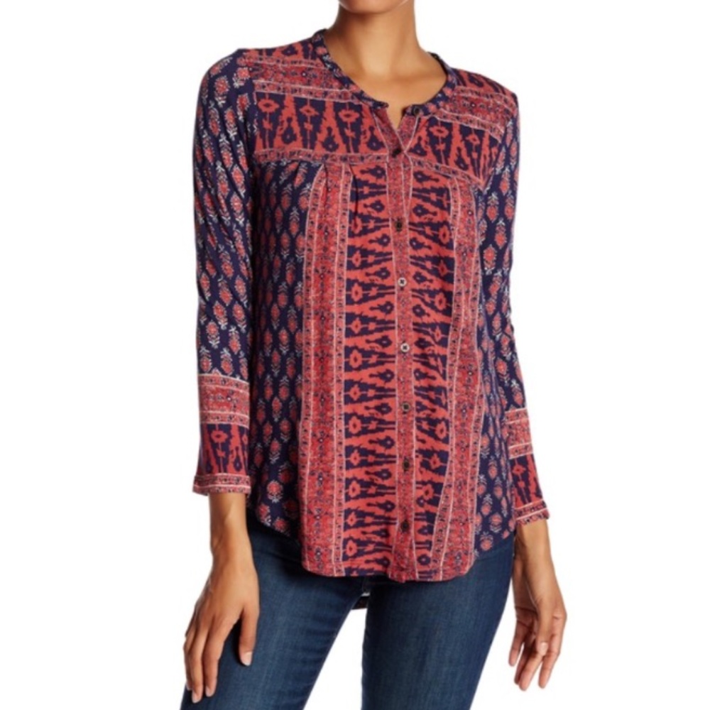 Lucky Brand Woven Mix Printed Blouse